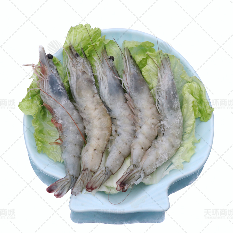 【王牌】冻南美白虾（带头带壳）/ 盐冻 厄瓜多尔虾 1.5kg*6盒  多规格  9kg