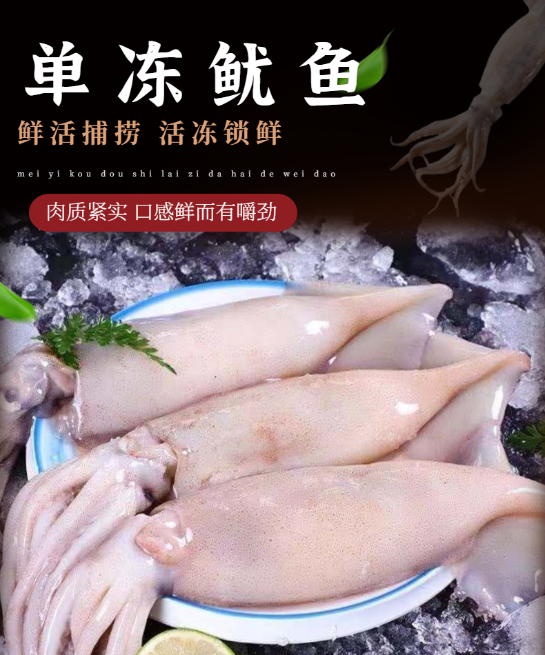【好佳好】单冻鱿鱼 约5只 毛1.75kg/箱